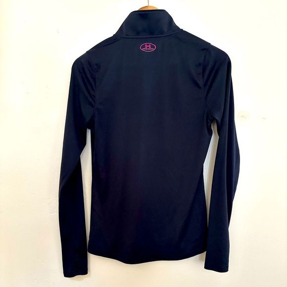 Under Armour Black & Pink Semi Fitted 1/4 Zip Pullover Size Small - Picture 3 of 4